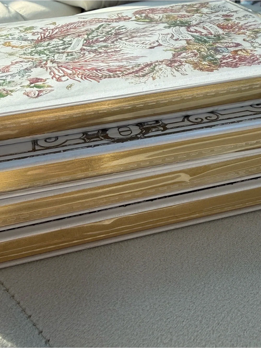Dior notebooks with ornate gold and black designs